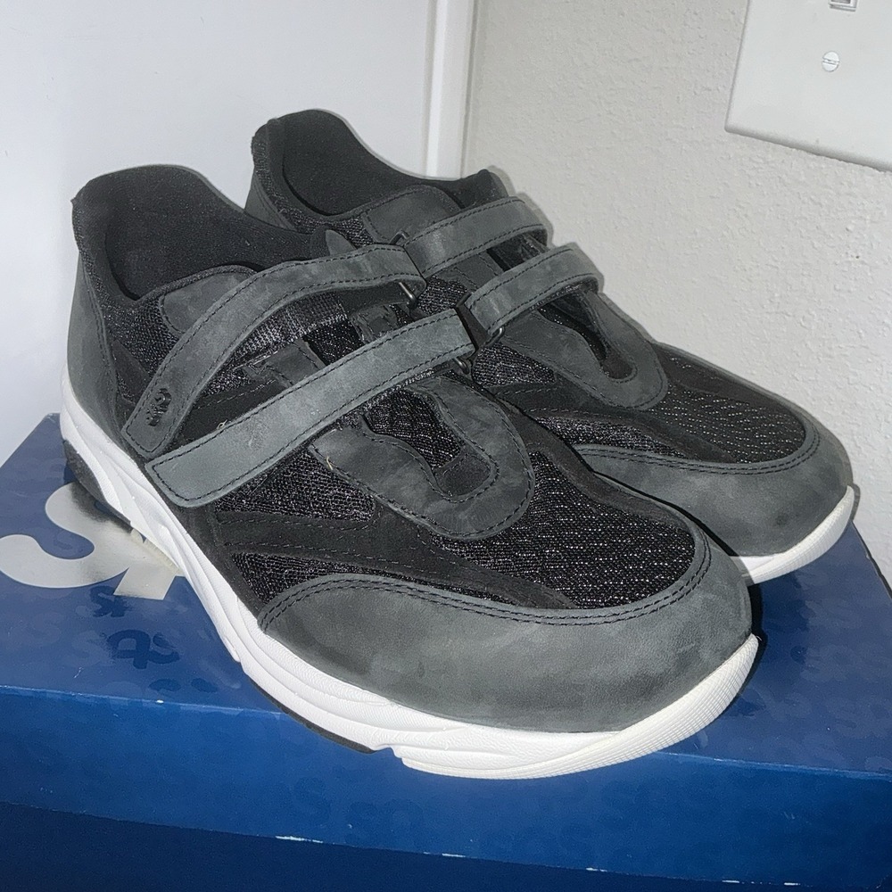 SAS TMV Nova Comfort Walking Shoes Black Leather EZ Strap Sneakers 8W